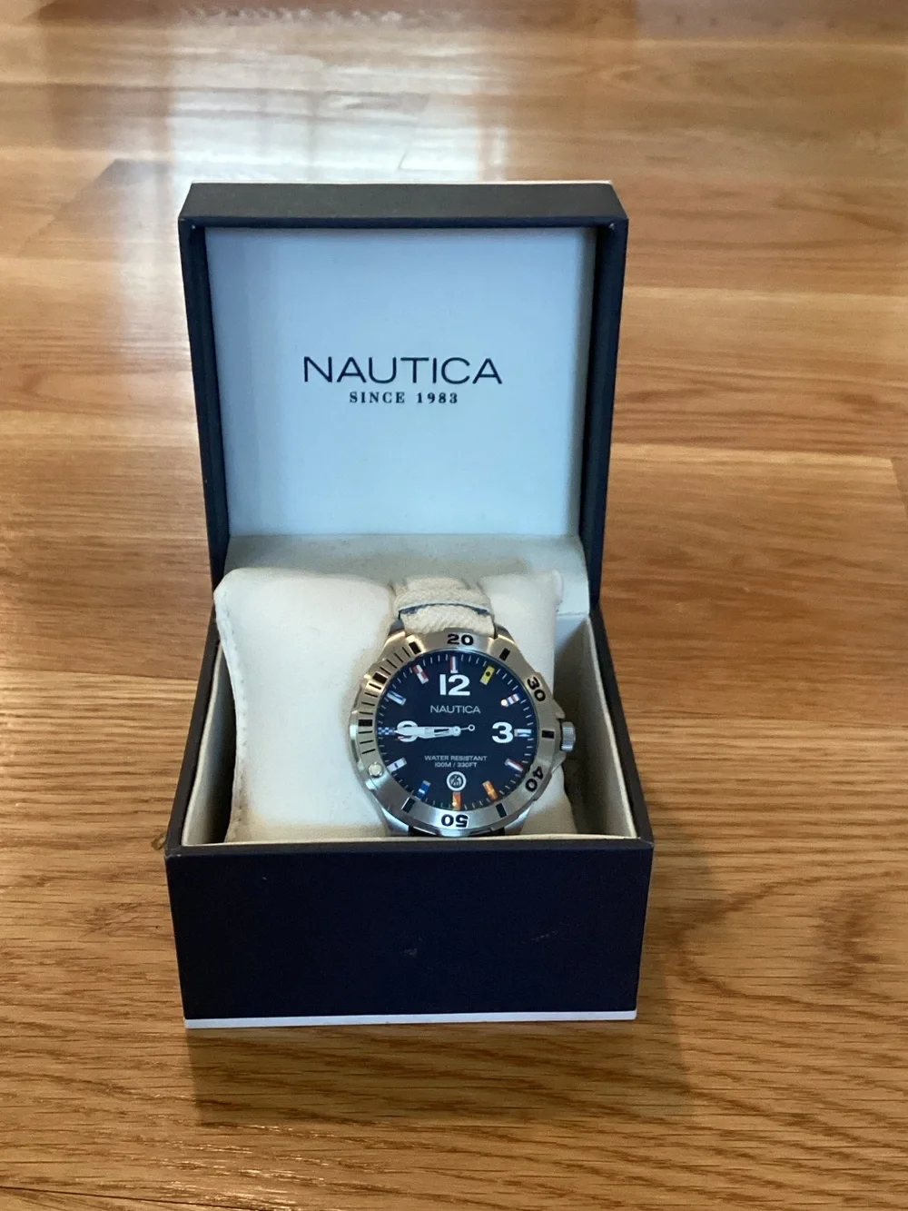 Nautica Navy Dial Stainless Steel Diver-Style Watch